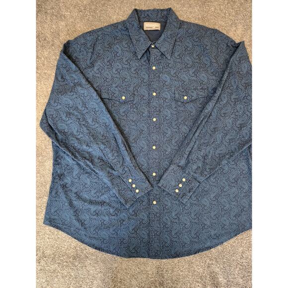 Wrangler Wrancher Western Paisley Print XL Men's Shirt XLarge Pearl Snaps - Picture 2 of 5